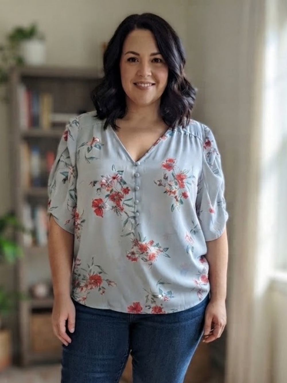 Torrid Floral V-Neck Short Sleeve Blouse - #95